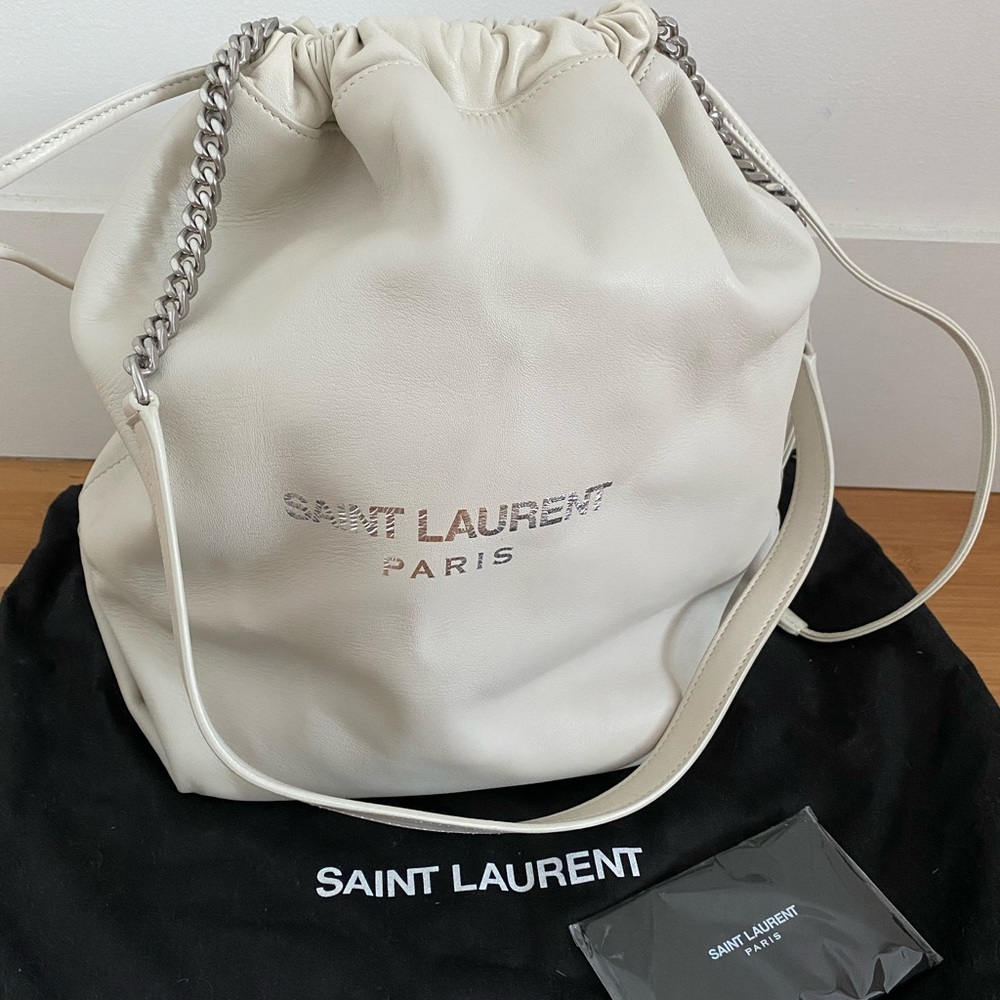Saint Laurent medium teddy bucket bag.